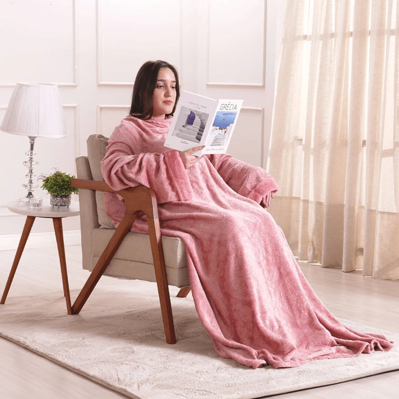 Cobertor Casaco Unissex com Mangas e Capuz para Inverno