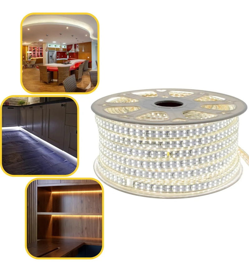 Fita Mangueira LED 5050 10 Metros Branco Frio ou Quente – 110V/220V com Fonte de Alimentação e Rabicho