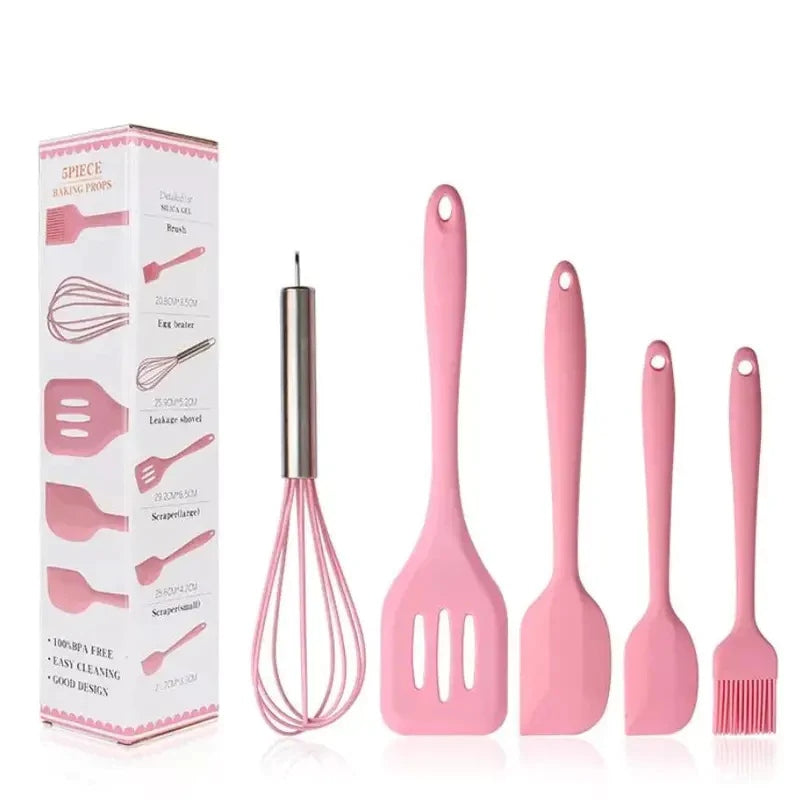 Kit 5 Utensílios de Cozinha em Silicone Resistente ao Calor