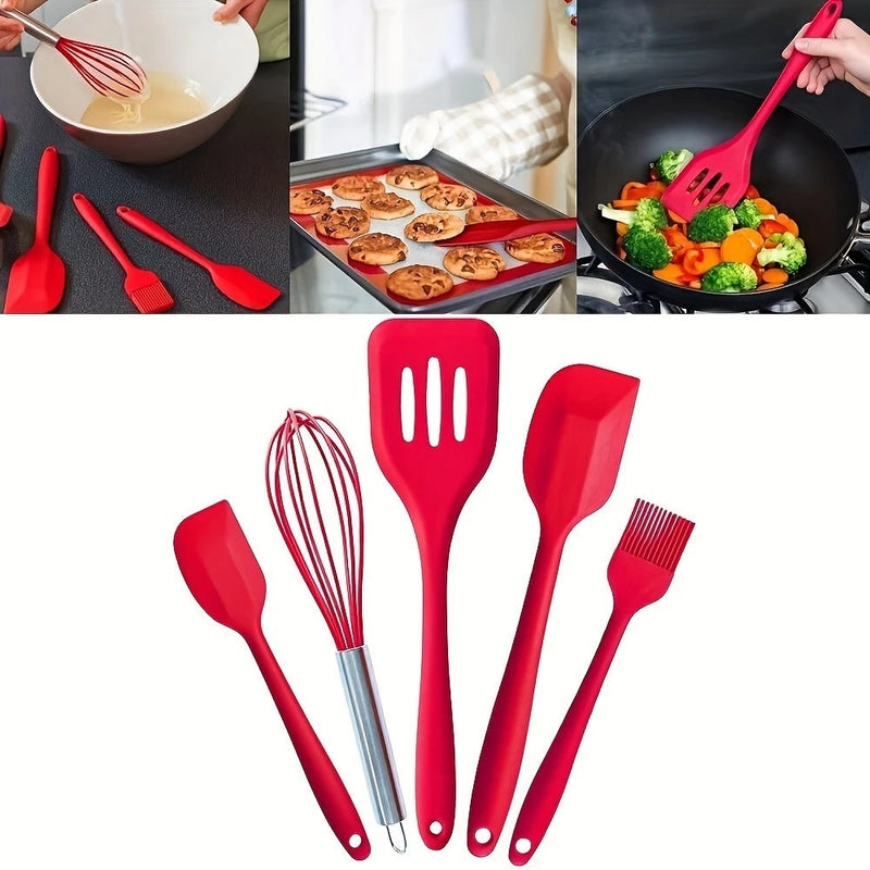 Kit 5 Utensílios de Cozinha em Silicone Resistente ao Calor