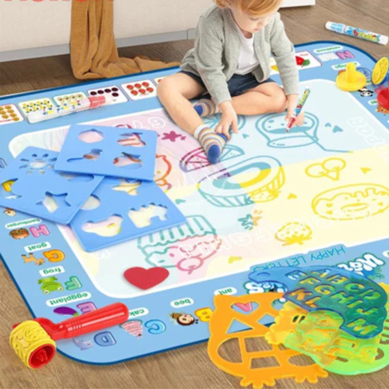 Tapete Mágico de Desenho com Água 100x80cm – Brinquedo Educativo Reutilizável com Canetas Mágicas para Crianças
